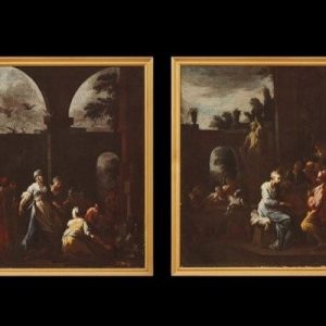 S182 Para olej na płótnie, Camillo Sagrestani, XVIII w.