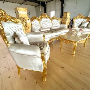 S347 Beżowy barokowy zestaw wypoczynkowy