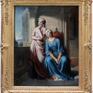 Ks325 Obraz, Oryginał, Zamyślenie na tarasie zamkowym