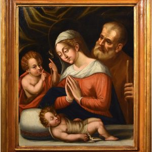 S1545 Święta rodzina z Janem Chrzcicielem, Olej na płótnie, XVII w.