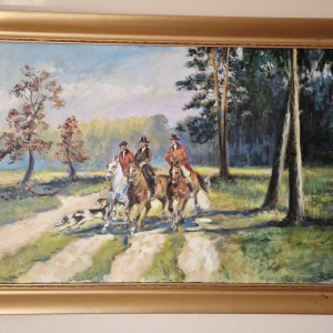 Ks179 Obraz, Oryginał, Jerzy Kluźniak (1928-2013), Obraz z polowania