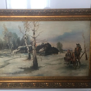 Ks368 Obraz, Oryginał, Władysław Rossowski (1857-1923), Zimą