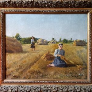 Ks459 Obraz, Oryginał, Żniwa, Kobiety w polu, XIXw.