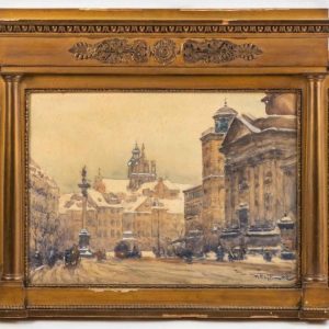 Ks484 Obraz, Oryginał, Tadeusz Cieślewski (1870- 1956) Tryptyk widoków Warszawy, XIX