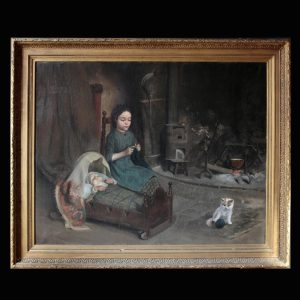 Ks534 Obraz, Oryginał, Dziewiarka, XIXw.