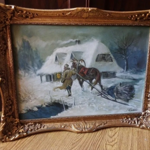 Ks546 Obraz, Oryginał, Jerzy Kluźniak (1928-2013), Pejzaż zimowy