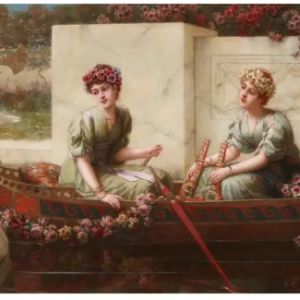 Ks564 Obraz, Oryginał, Émile Eisman-Semenowsky (1857, Polska- 1911, Paryż), Kwiatowe Dziewice, ok 1900r.