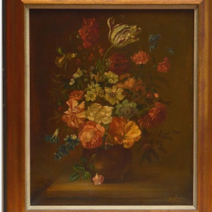 Ks572 Obraz, Oryginał, Jan Emil Tuche, Martwa Natura, Kwiaty w wazonie