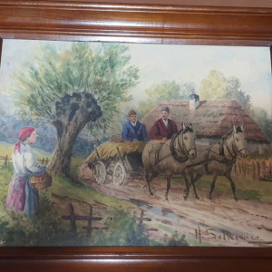 Ks591 Akwarela, Oryginał, Adam Setkowicz, Powrót z pola