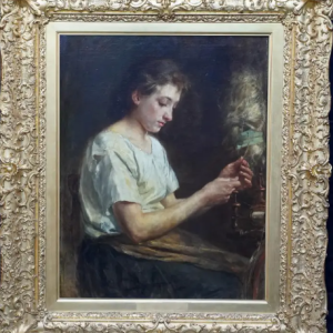 Ks618 Obraz, Oryginał, Przędzarka Lnu, XIXw.