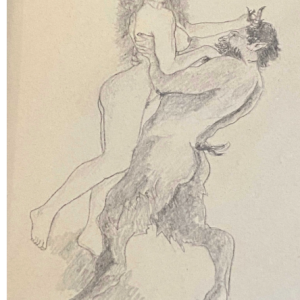 Ks543 Szkic, Oryginał, Wlastimil Hofman ( 1881 - 1970), Faun i dziewczyna, 1947r.