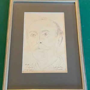 Ks544 Szkic, Oryginał, Wlastimil Hofman ( 1881 - 1970), Autoportret, 1947r.