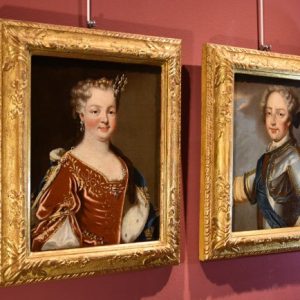 Ks637 Dwa Obrazy, Oryginały, Portrety Ludwika XV i Marii Leszczyńskiej, XVIIIw.