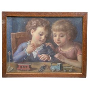 Ks639 Obraz, Oryginał, Maurycy Mędrzycki, (1890-1951), Dziecięce zabawy