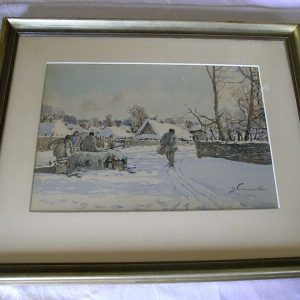 Ks645 Obraz, Oryginał, Stanisław Gibiński (1882-1971), Zima