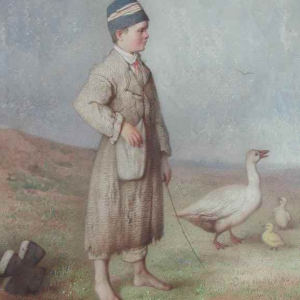 Ks670 Akwarela, Oryginał, Franciszek Tepa (1829 - 1889), Chłopiec/Pastuszek