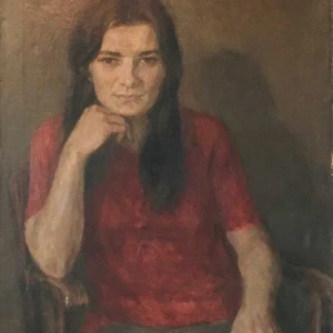 Ks729 Obraz, Oryginał, Olgierd Bierwiaczonek (1925-2002), Dziewczyna w czerwonym sweterku, 1973r.