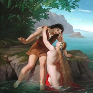 Ks774 Obraz, Oryginał, Rybak i morska Nimfa Amfitryta, XIXw.