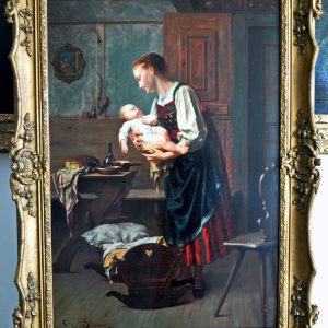 Ks778 Matka z dzieckiem, Olej na drewnie, XIX w.