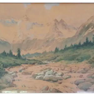 Ks791 Akwarela, Oryginał, Stanisław Dziemiański (1897 - 1962), Pejzaż górski