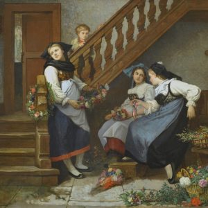 Ks883 Obraz, Oryginał, Wiązanie letniego wieńca, XIXw.