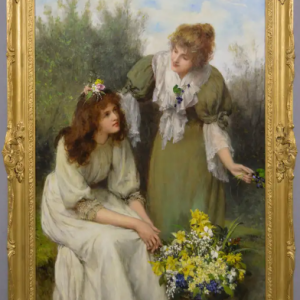 Ks906 Obraz, Oryginał, Kobiety z Kwiatami, XIXw.