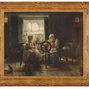 Ks830 Obraz, Przędzenie Wełny, XIXw.