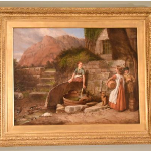 Ks864 Duży Obraz, Scena Rodzajowa, Przy Studni, XIXw.
