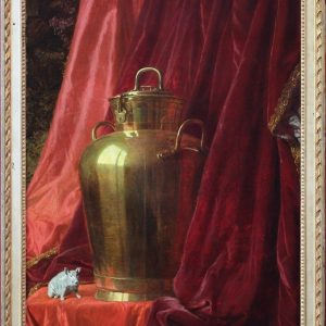 Ks942 Duży Obraz, Oryginał, Hrabia Andrzej Mniszek (1823-1905), Martwa Natura z miedzianym garnkiem i świnką skarbonką, 1903r.