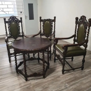 S2577 Stolik gdański + krzesła, XIX w.