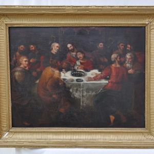 S2608 Ostatnia Wieczerza, Barokowy olej na drewnie, XVII/XVIII w.