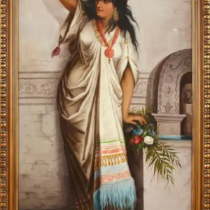 Ks984 Duży Obraz, Oryginał, Stefan Bakałowicz (1857-1947), Obraz kobiety orientalnej,