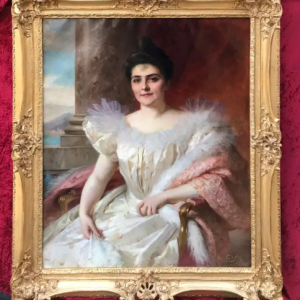 Ks673 Obraz, Portret Eleganckiej Damy, XIXw.