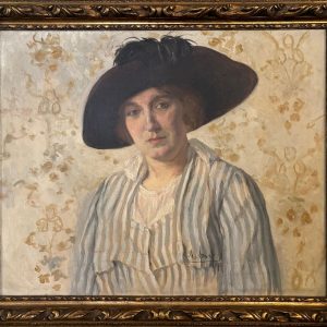 S1689 Portret kobiety, Olej na płótnie, XX w.