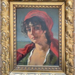 S67 Portret młodej kobiety, Olej na drewnie, XIX w.