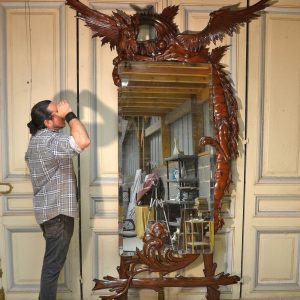 S3039 Duże lustro ze smokiem, XIX w.