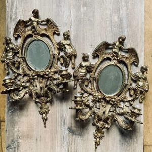 S3252 Para barokowych kinkietów z lustrami, XIX w.