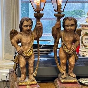 S3320 Para lamp w kształcie cherubów, XIX w.