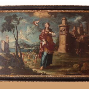 S3351 Święta Barbara, Duży olej na płótnie, XVIII w.