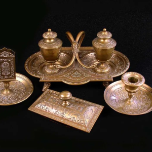 S3376 Sygnowany zestaw na biurko, XIX w.