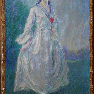 S2847 Portret młodej kobiety, Duży olej na płótnie, XX w.