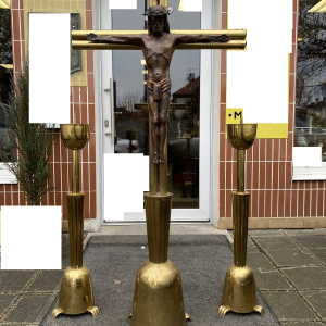 S3255 Duży krucyfiks + lichtarze, XIX/XX w.