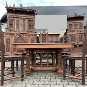 S1819 Gotycki zestaw do jadalni, XIX w.