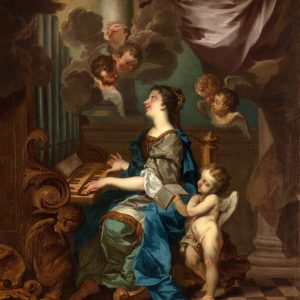 S3419 Święta Cecylia koncertująca z aniołami, Duży olej na płótnie, XVI w.