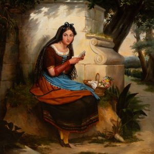 S1527 Portret młodej Katalonki, Olej na płótnie, XIX w.