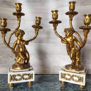 S454 Kupidyn i Satyr, Para kandelabrów, XIXw.