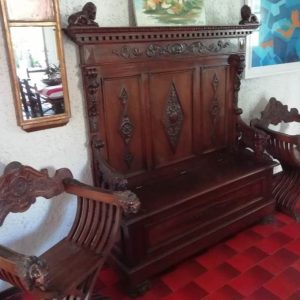 S1416 Ławka/Skrzynia + krzesła, XIX w.