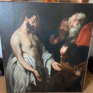 S1585 Niedowierzanie św. Tomasza, Duży olej na płótnie, XVII w.