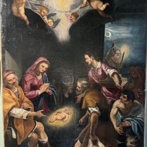 S3304 Pokłon pasterzy, Duży olej na płótnie, XVIII w.