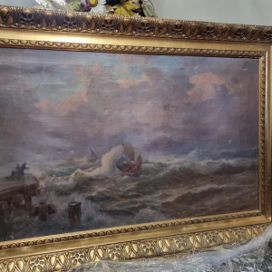 S2679 Sztorm na morzu, Władysław Stachowski, Olej na płótnie, 1852 r.